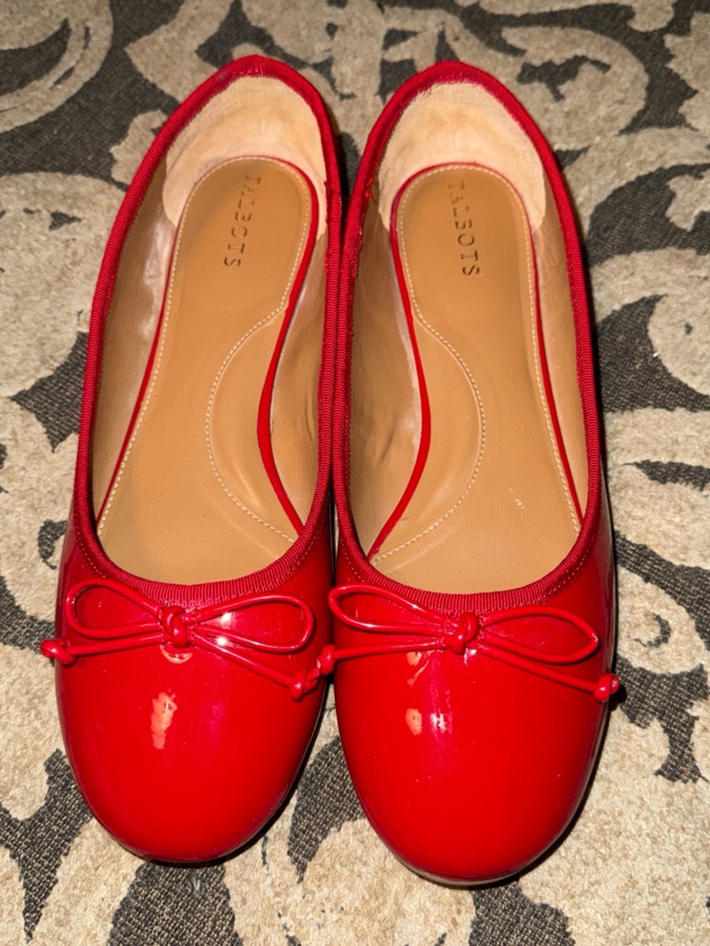Red Patent Ballet Flats with Bow